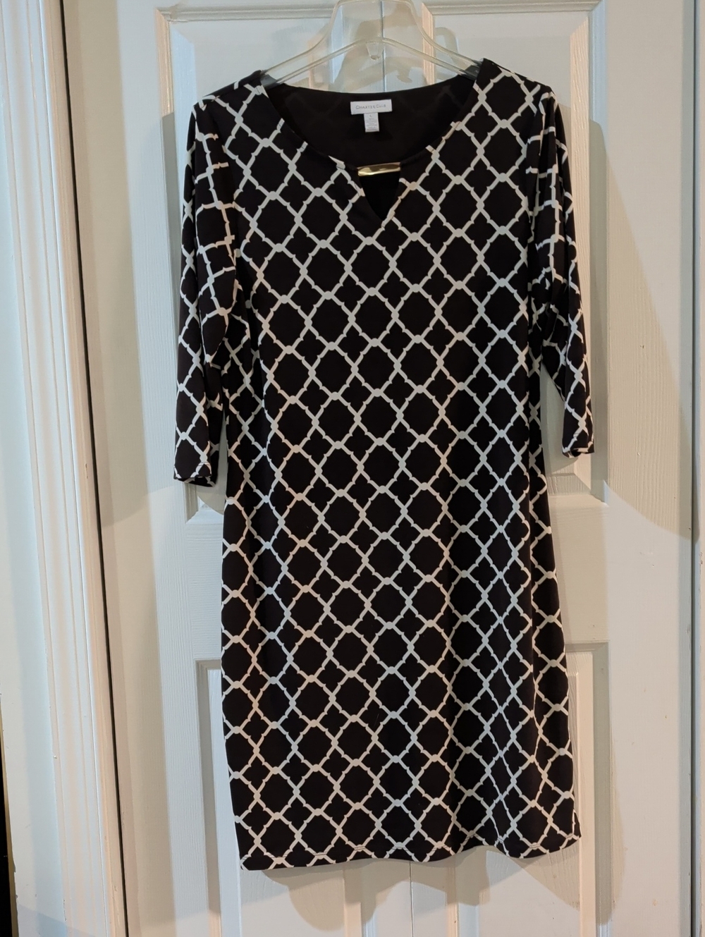 Charter Club Brown and White Trellis Midi Dress